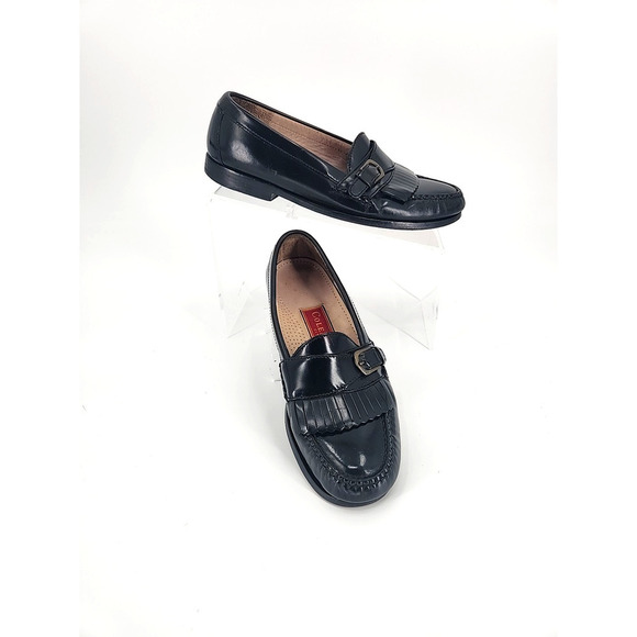 COLE HAAN LOAFER DRESS SHOES MENS 7D BLK LEATHER BUCKLE KILTIE MONK STRAP 3518 - Picture 1 of 8